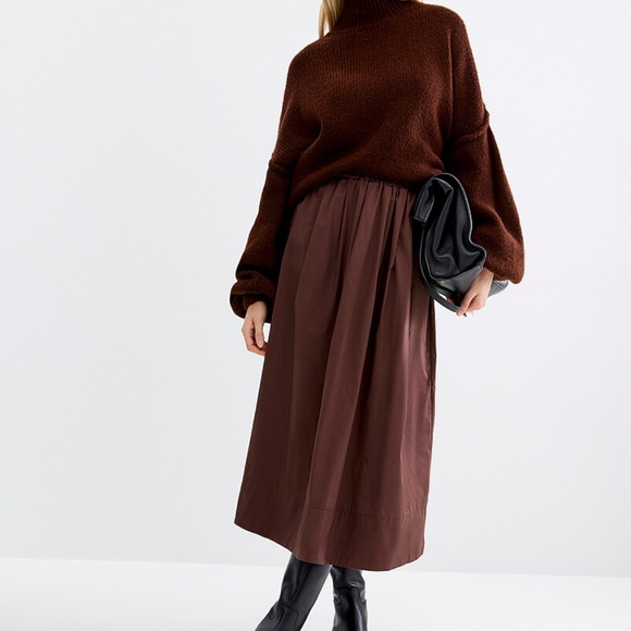 Contemporaine Simons White Poplin Maxi Skirt A Line - Picture 10 of 11